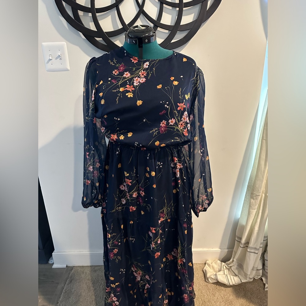 CUPSHE midi dress with side cut outs and sheer balloon sleeves